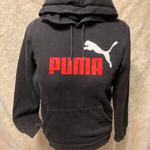 PUMA Pullover Hoodie black with red and white logo Med